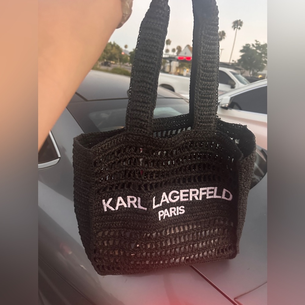 Karl Lagerfeld Antibes Straw Tote Black - Picture 6 of 7